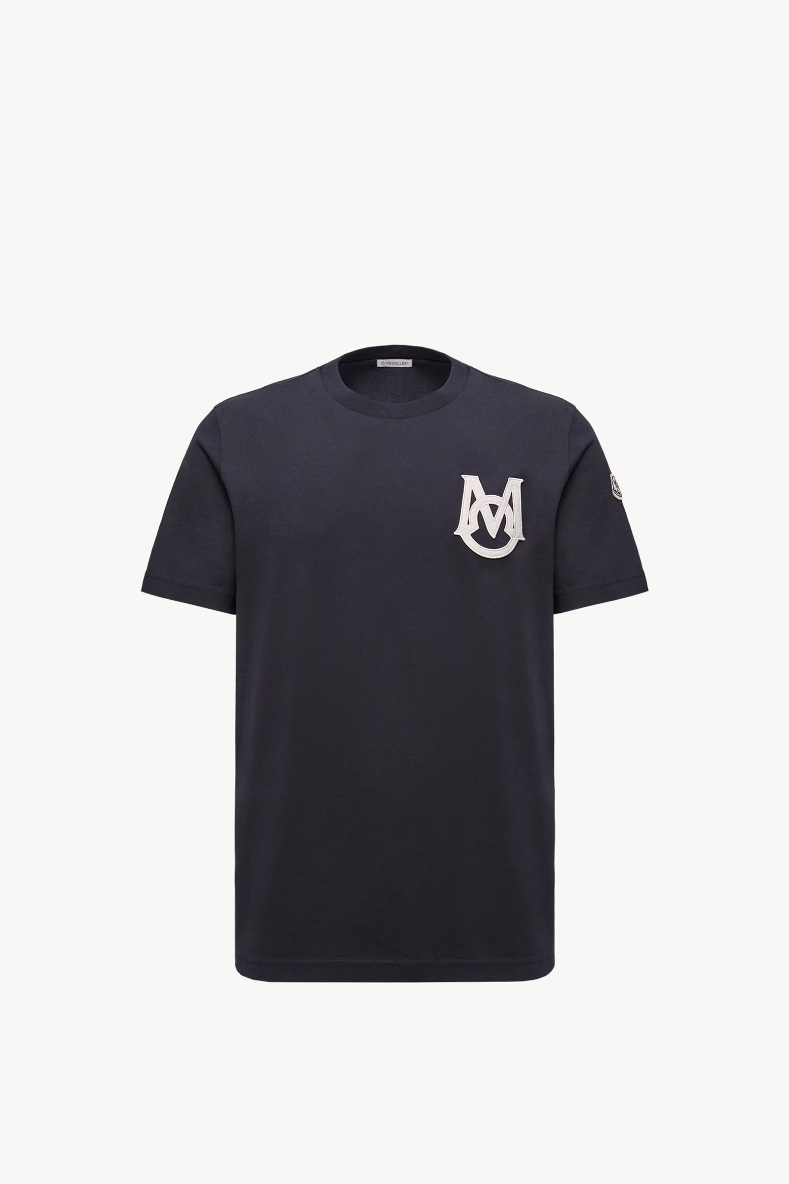 Monogram Cotton T-Shirt Men Navy Blue Moncler 2